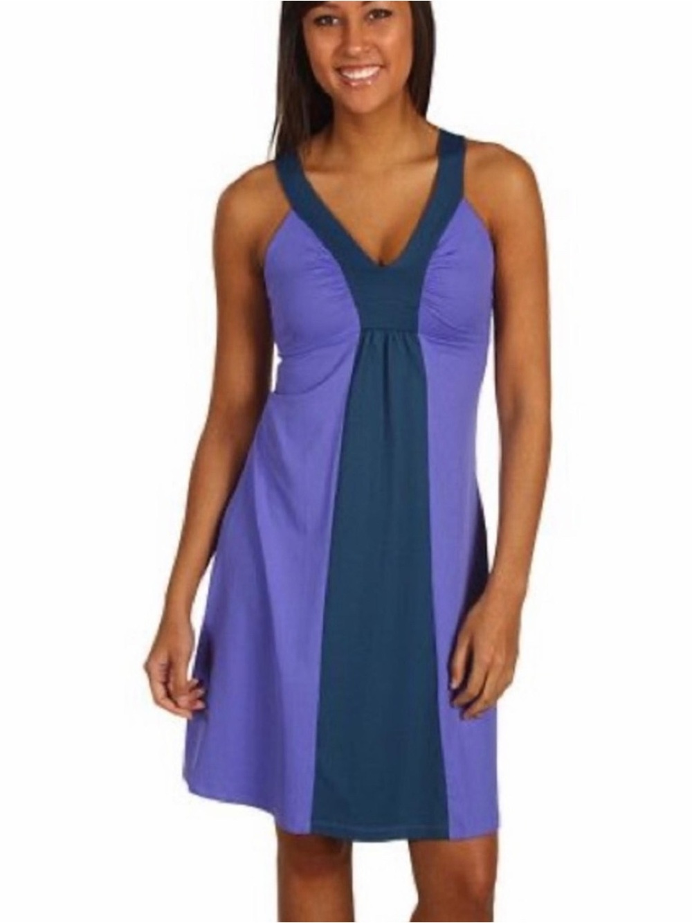 Patagonia Purple and Teal V-Neck Midi Dress